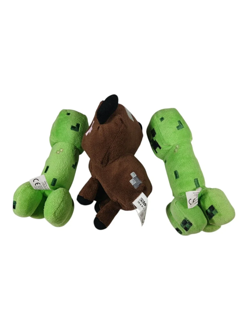 3 Minecraft lot Creeper Plush Stuffed Toy Green & Black Mojang 2013 & 2014 Cow